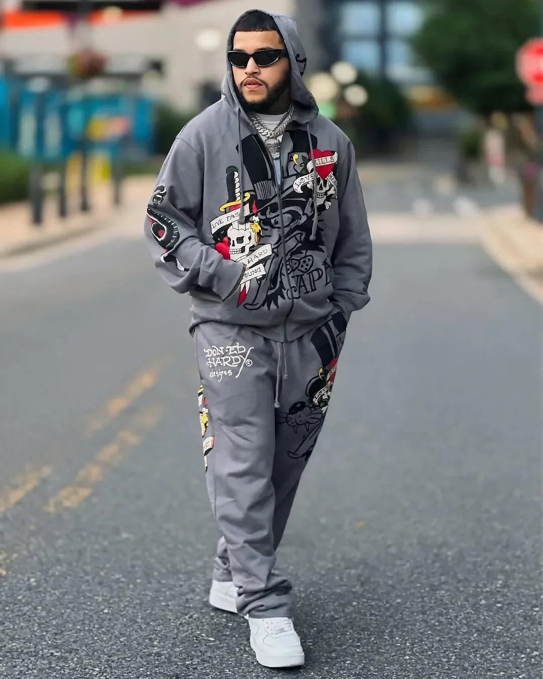 Ed Hardy LKS Skull Men's Zip Up Hoodie