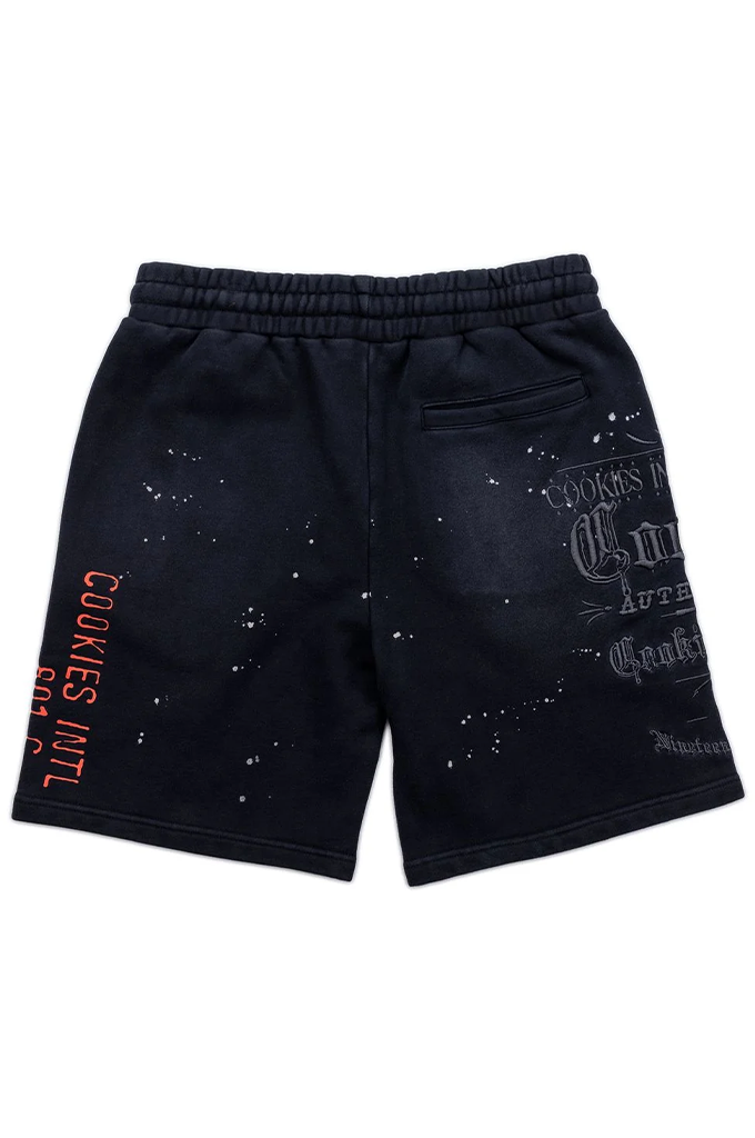 Cookies Gold Rush Distressed and Splattered Sweat Shorts