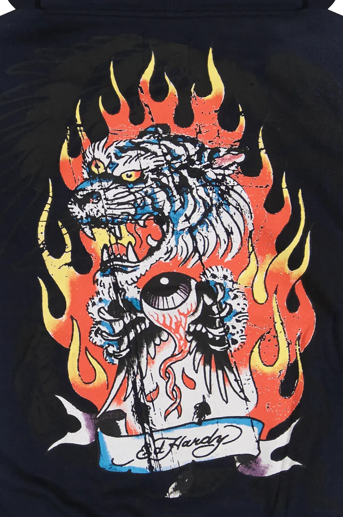 Ed Hardy Tiger Flame Boxy Men's Zip Hoodie