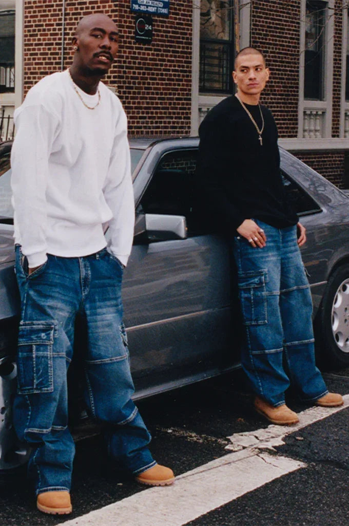 Pro Club Men's Heavyweight Baggy Fit Denim Cargo Pants