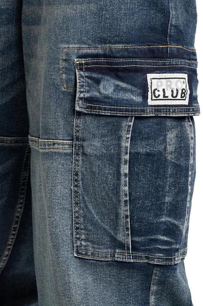 Pro Club Men's Heavyweight Baggy Fit Denim Cargo Pants