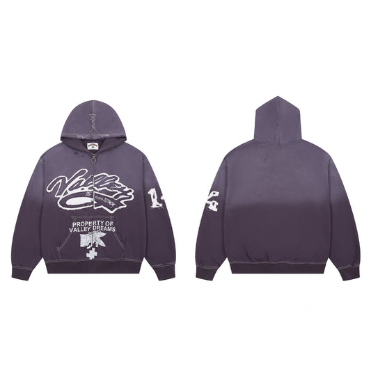 Vale Forever Purple Script Logo Hoodie – Retro Casual Streetwear