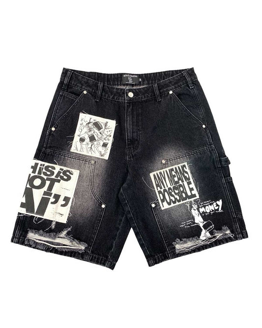 Mixed Emotions AI Denim Shorts Black