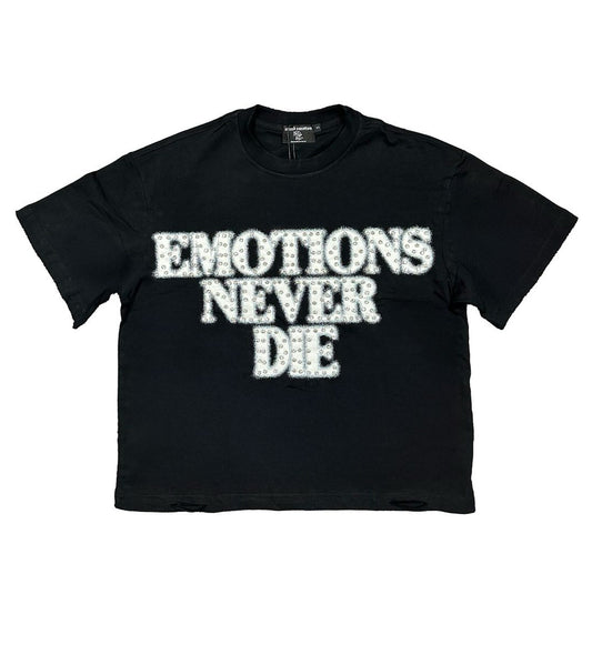 Mixed Emotions End Rhinestone Tee Black