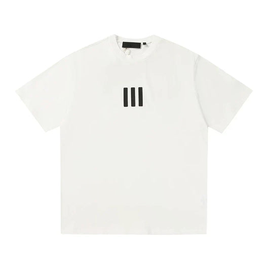 FEAR OF GOD ESSENTIALS 3‑Stripes Silicone Logo Unisex Loose Short Sleeve T‑Shirt