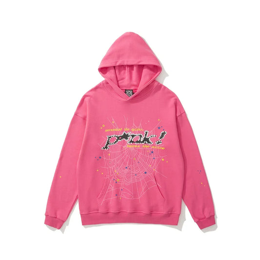 Sp5der "Pink!" Web Graphic Hot Pink Pullover Hoodie