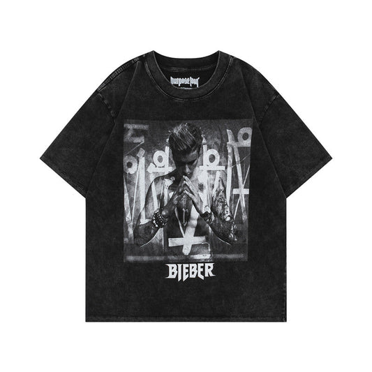 FEAR OF GOD ESSENTIALS Justin Bieber Purpose Tour Vintage Wash Graphic T‑Shirt