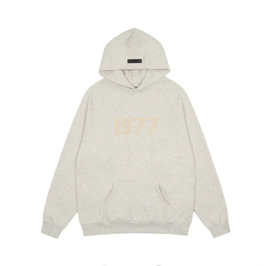 FEAR OF GOD FOG ESSENTIALS Flocked 1977 Loose High‑Street Hoodi