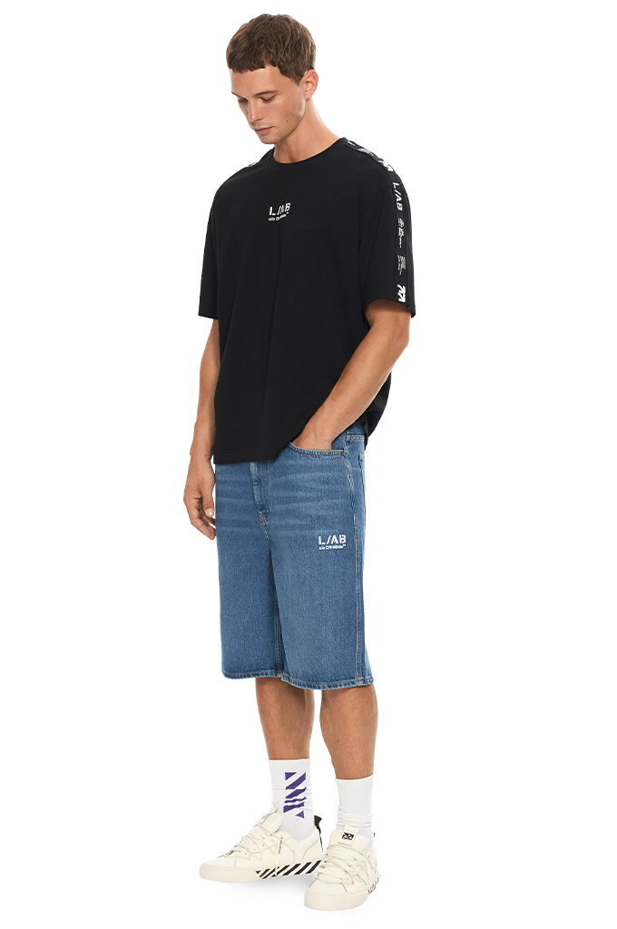 Off-White L/AB Diagonal Denim Shorts