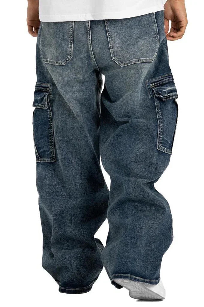 Pro Club Men's Heavyweight Baggy Fit Denim Cargo Pants