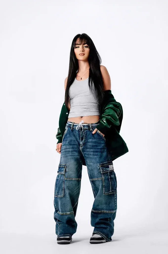 Pro Club Men's Heavyweight Baggy Fit Denim Cargo Pants