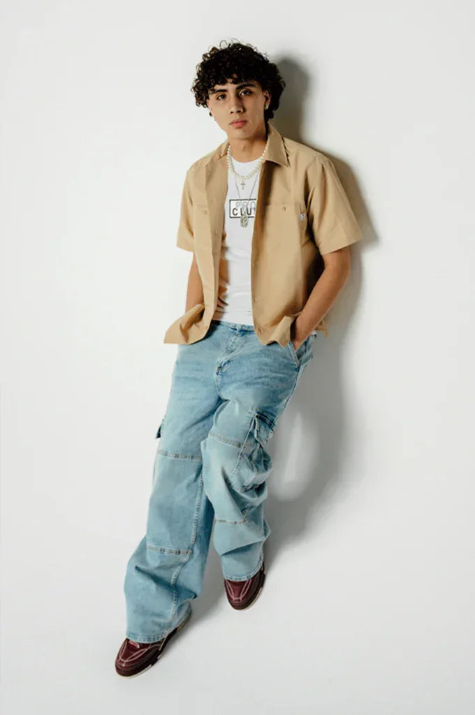 Pro Club Men's Heavyweight Baggy Fit Denim Cargo Pants