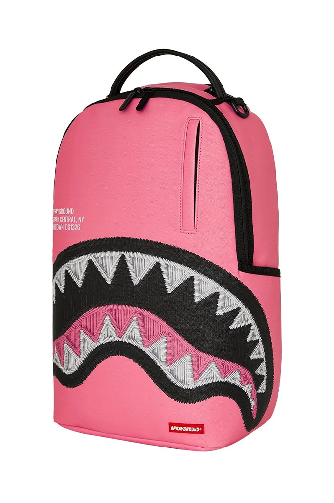 Sprayground Shark Central Pink Embroidered Shark Backpack
